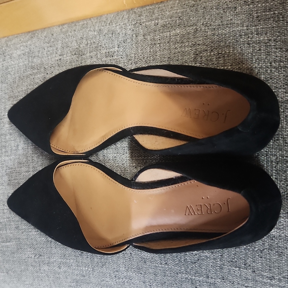 J. Crew D'orsay Suede Black Pointed Toe Flats Size 8 - Picture 4 of 6